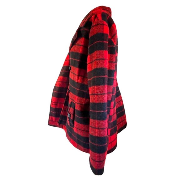 New York & Company Jacket Womens Large Red Plaid Peacoat - Picture 2 of 10